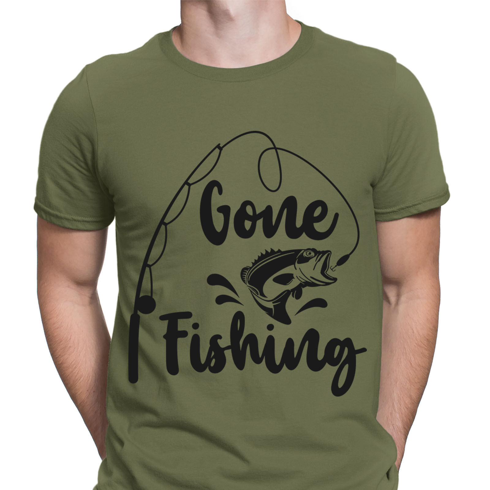 Gone Fishing T-Shirt Funny Angling Fish Fisherman Gift Mens T